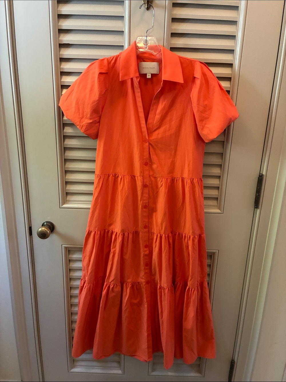 Brochu Walker Havana Tiered Midi Dress in Bright Coral